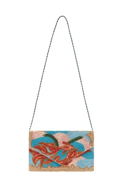 Best Sale Carolina Cora Sequinned Clutch Bag Turquoise