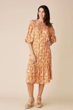 Outlet Carolina Dana Print Dress Papaya