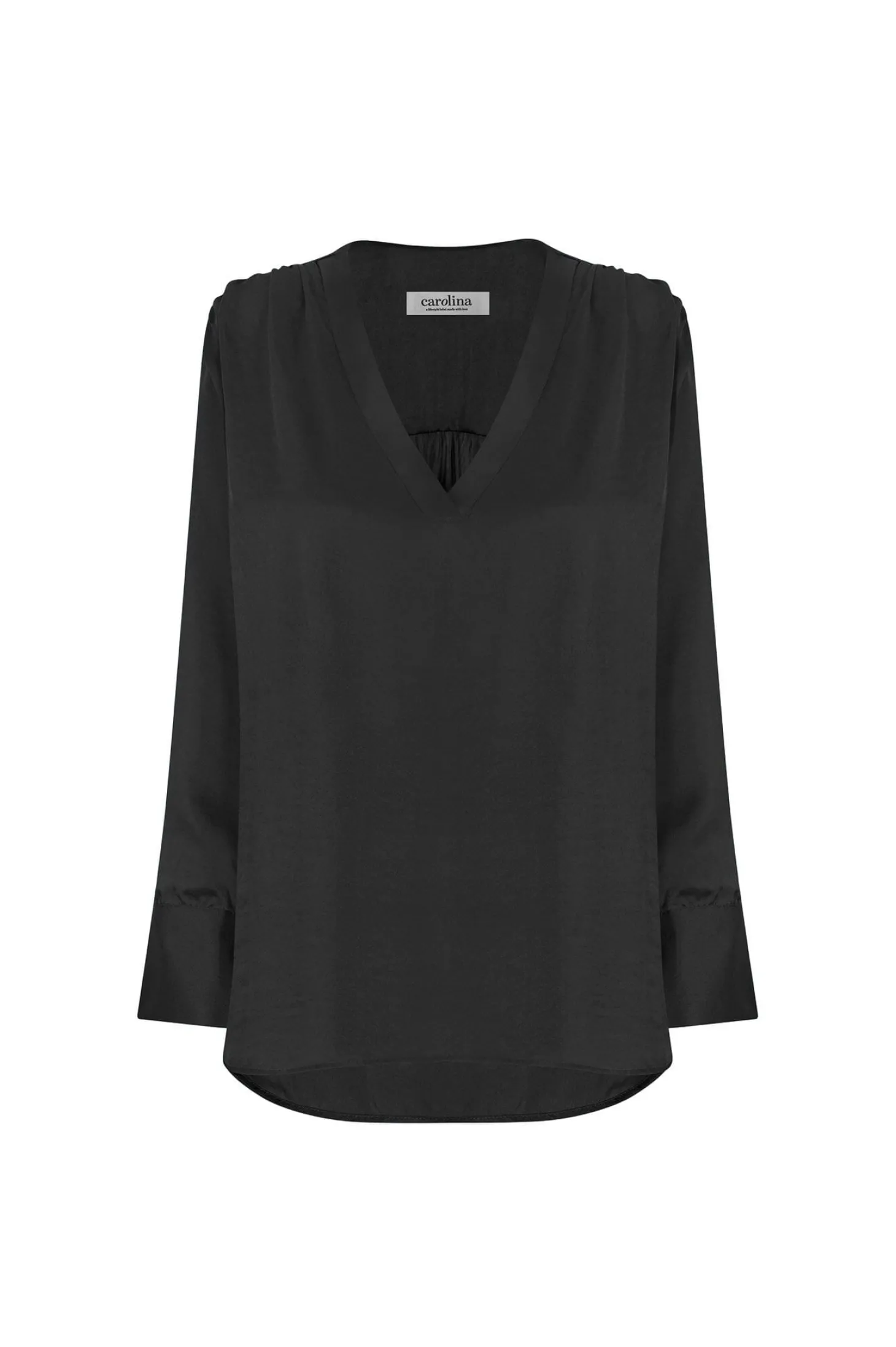 Hot Carolina Daniella V-Neck Long Sleeve Top Black