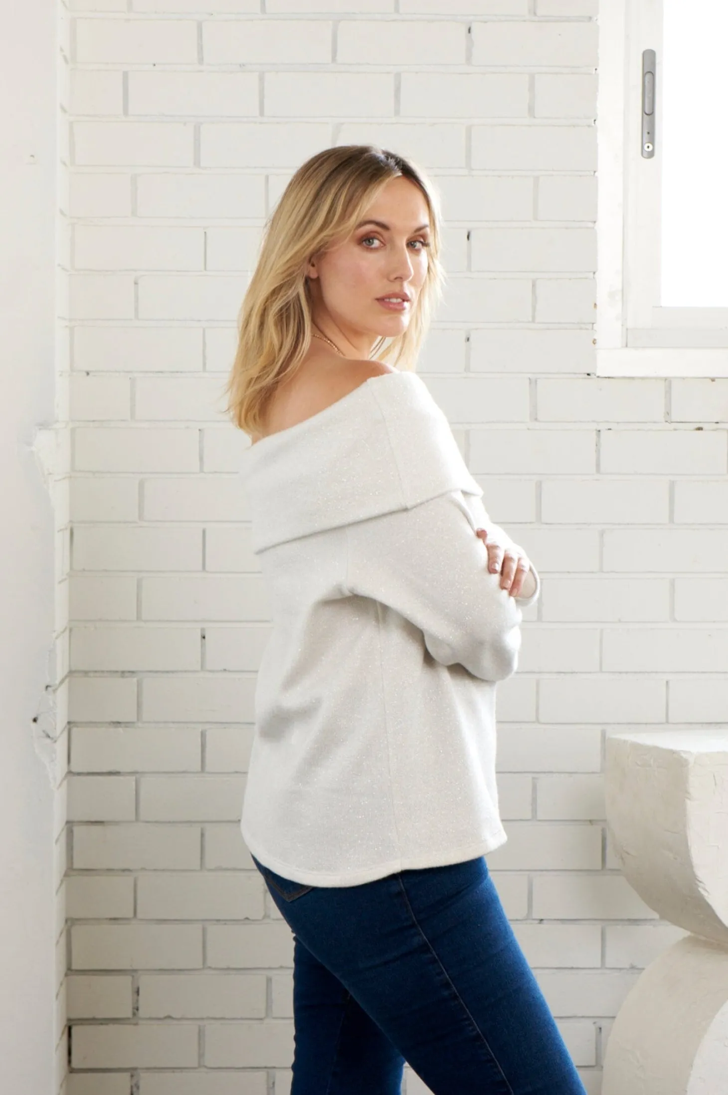 Store Carolina Emilia Off Shoulder Knit Ivory