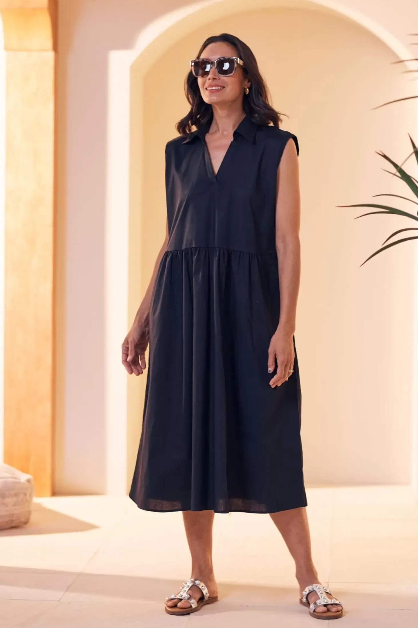 Hot Carolina Emme Collared Dress Navy