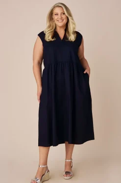 Hot Carolina Emme Collared Dress Navy