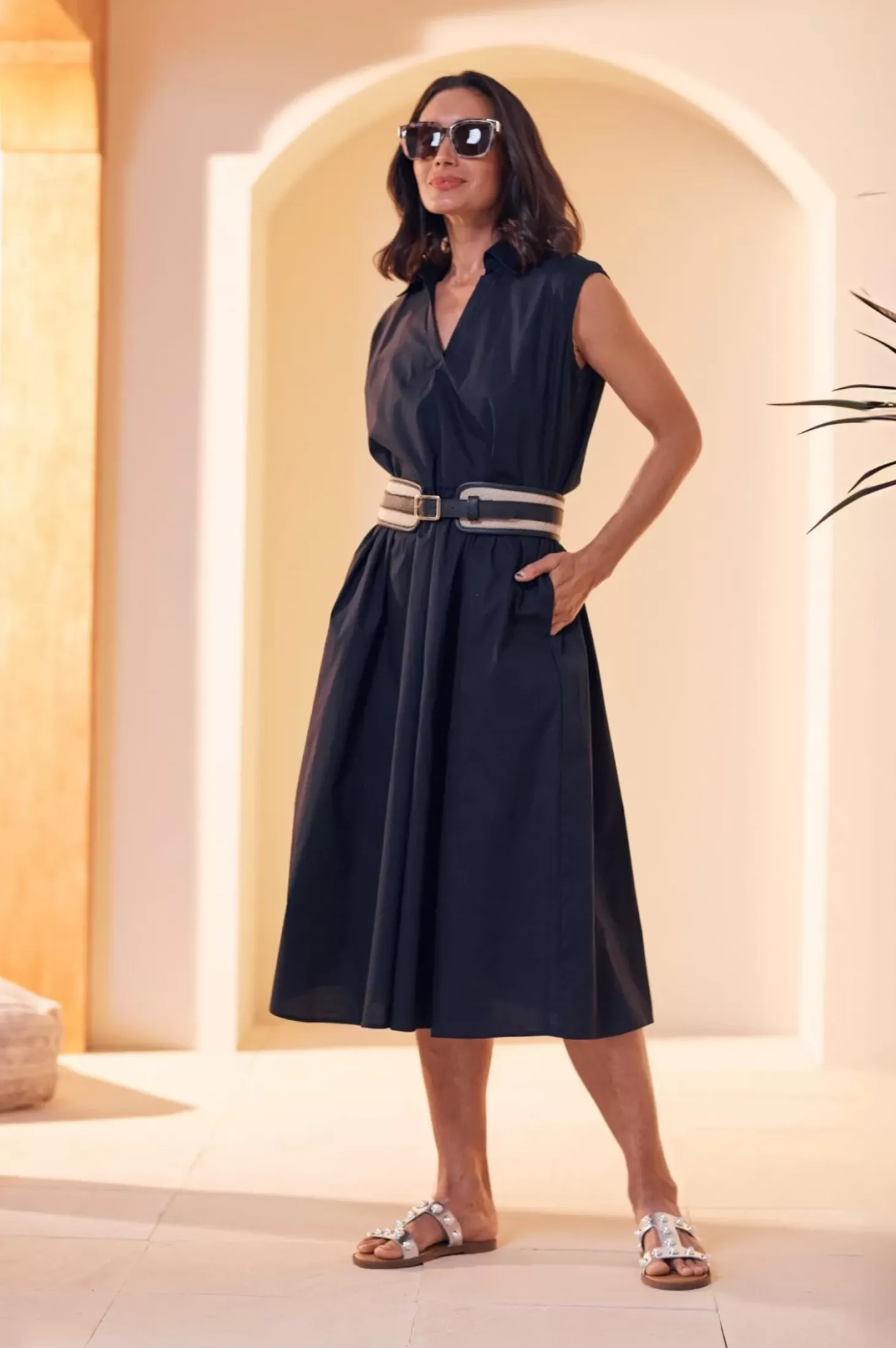Hot Carolina Emme Collared Dress Navy