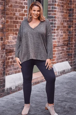 Online Carolina Erica Essential Long Sleeve Top Cheetah Olive