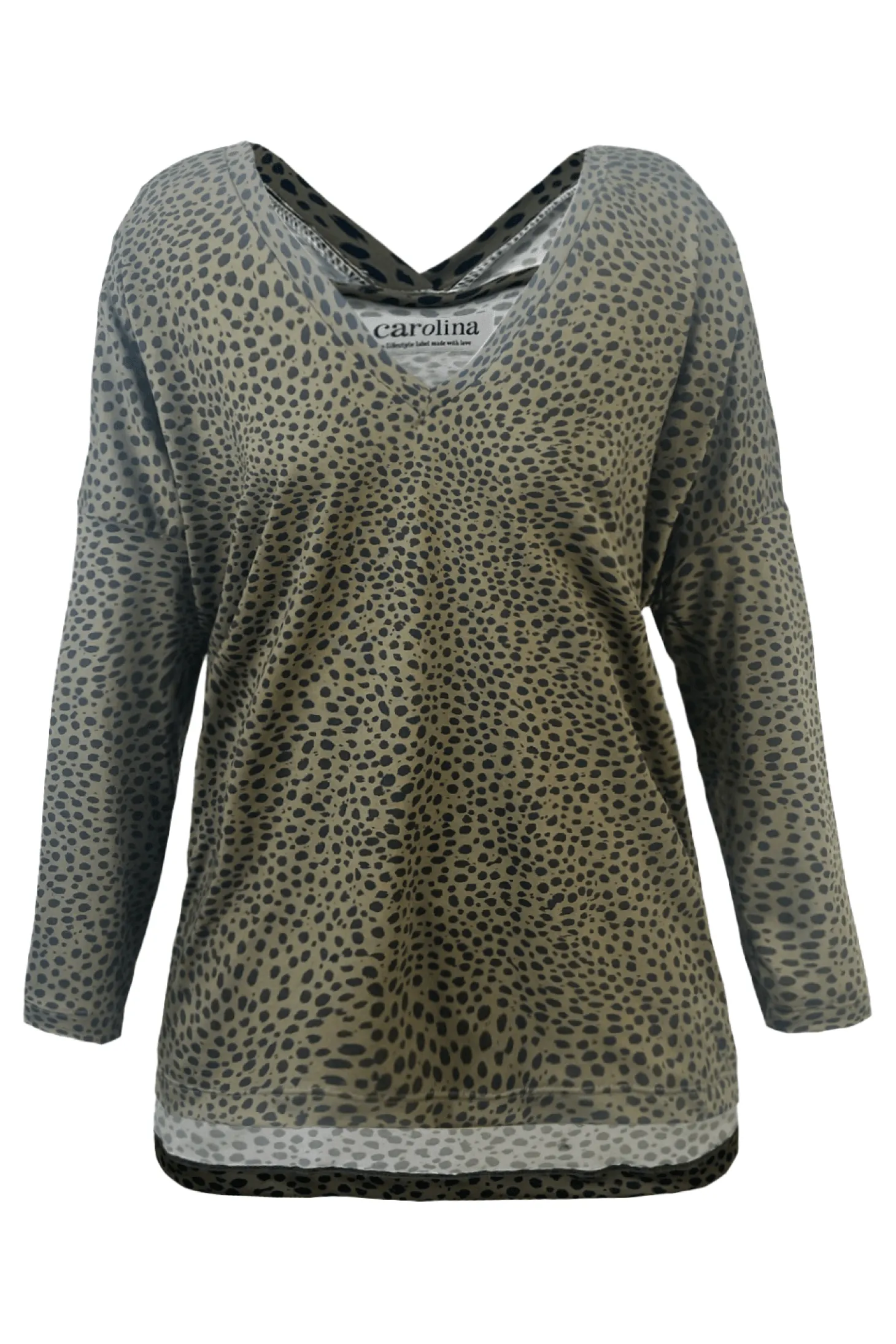 Online Carolina Erica Essential Long Sleeve Top Cheetah Olive