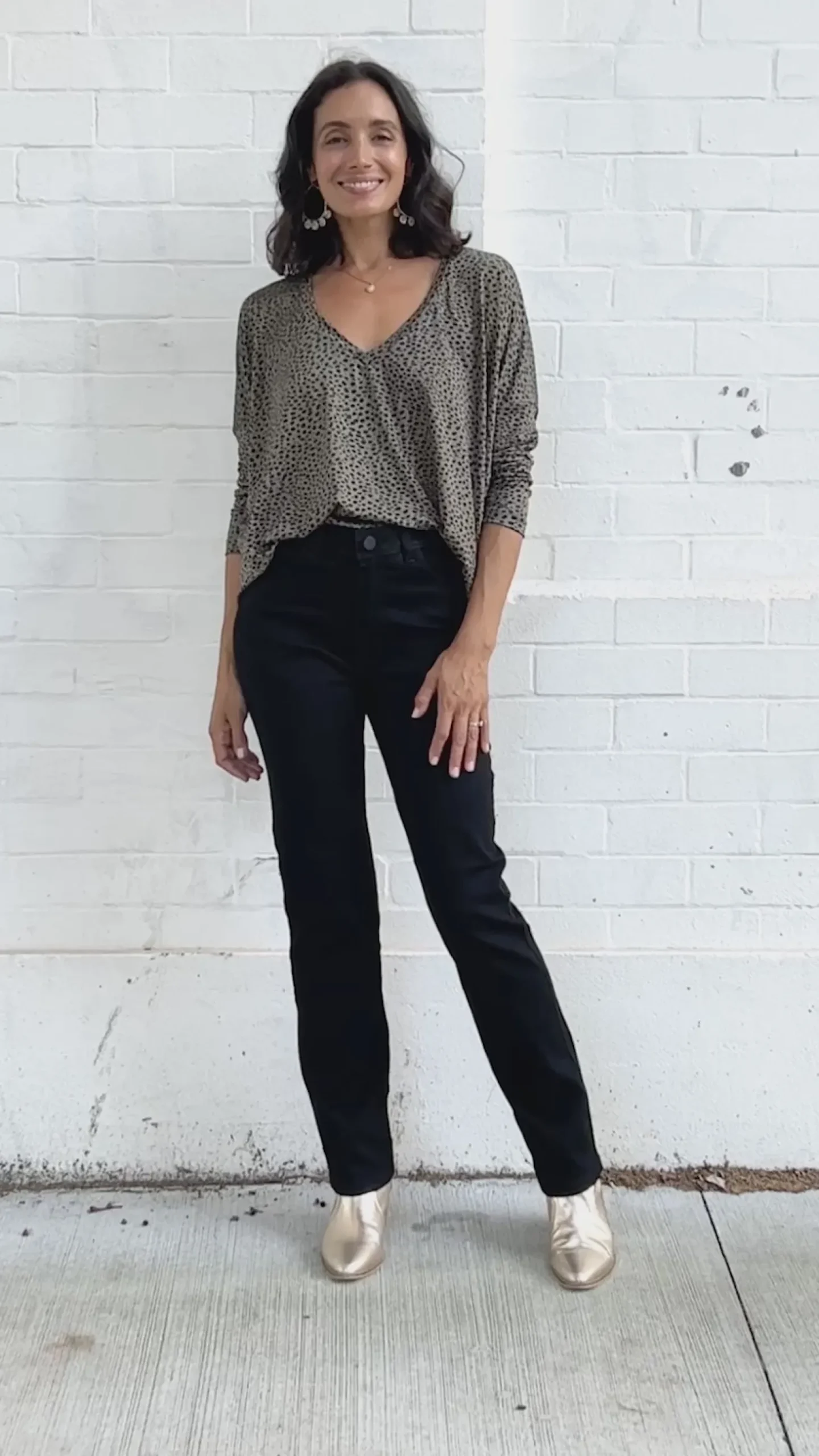 Online Carolina Erica Essential Long Sleeve Top Cheetah Olive