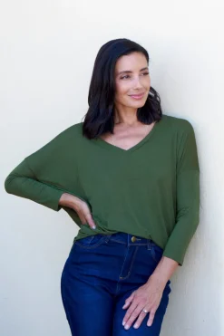 Cheap Carolina Erica Essential Long Sleeve Top Olive