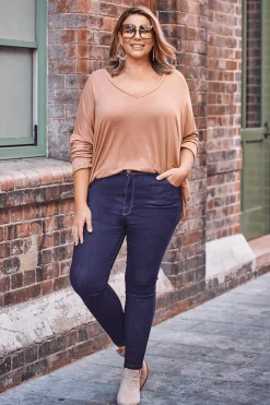 Hot Carolina Erica Essential Long Sleeve Top Camel