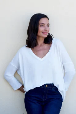 Outlet Carolina Erica Essential Long Sleeve Top Ivory