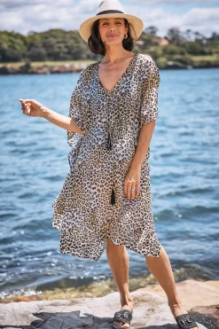 Fashion Carolina Esmé Silk Kaftan Animal Print-Pre Order