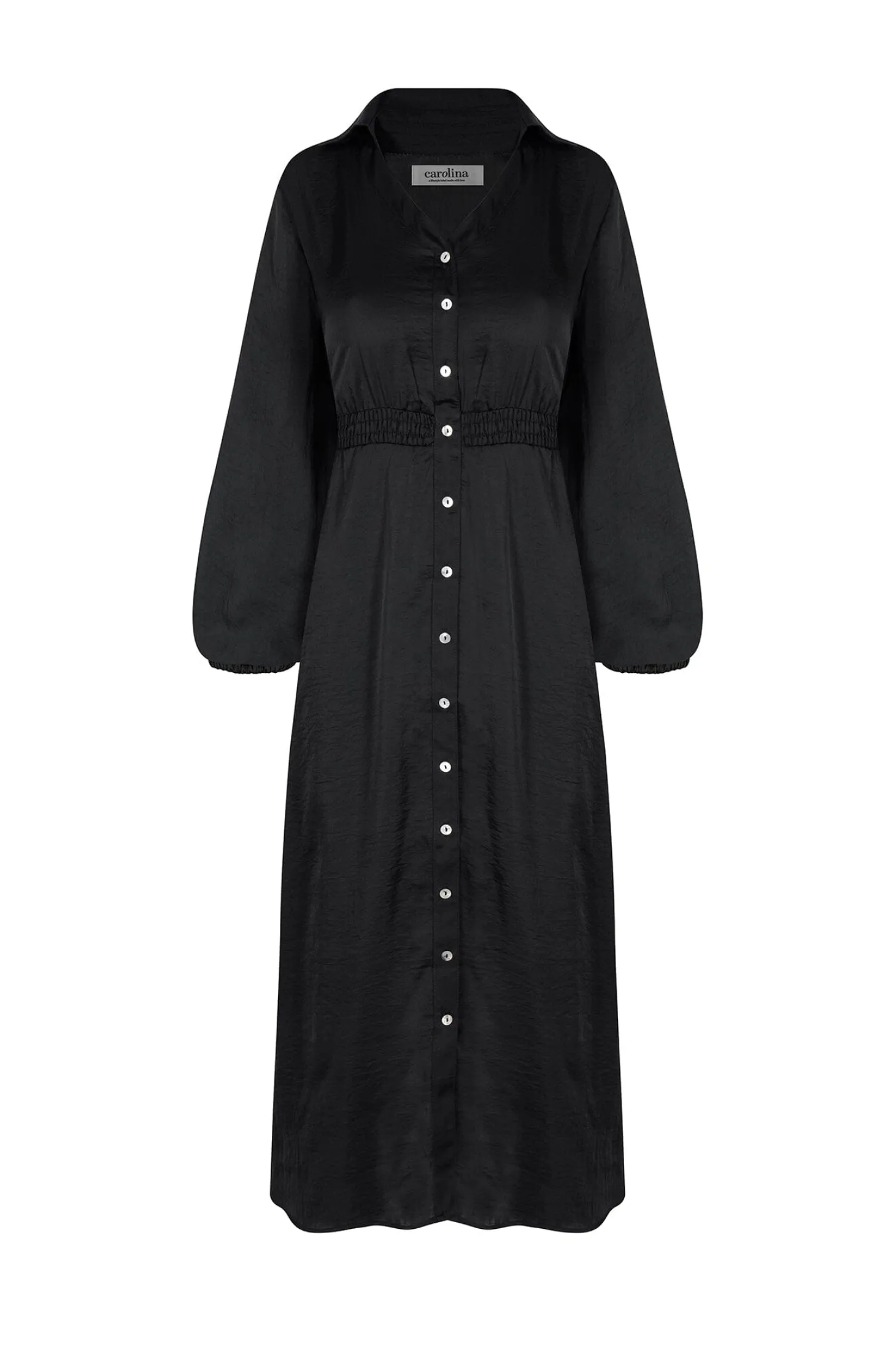 Online Carolina Georgina Long Sleeve Dress Black with Collar