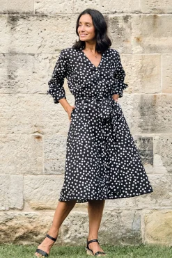 Clearance Carolina Gina Polka Dot Dress Black and White