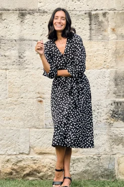 Clearance Carolina Gina Polka Dot Dress Black and White