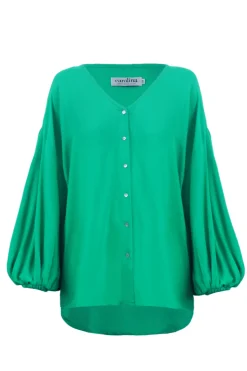 Hot Carolina Halki V-Neck Long Sleeve Top Emerald