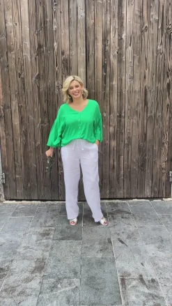 Hot Carolina Halki V-Neck Long Sleeve Top Emerald