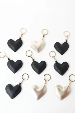 Online Carolina Heart Keyring Soft Leather Black