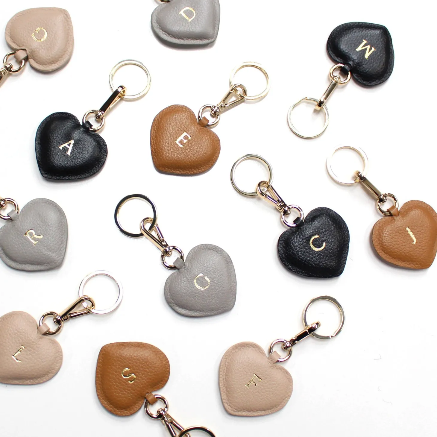 New Carolina Heart Leather Keyring Nude