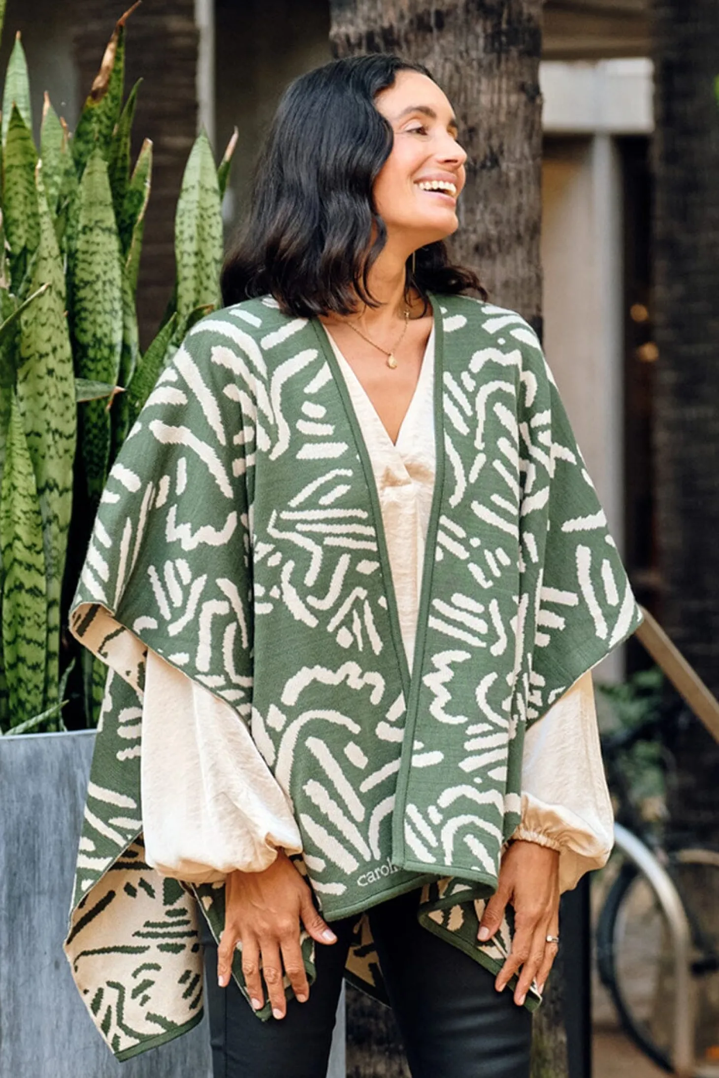 Store Carolina Hollie Wrap Ivory and Emerald