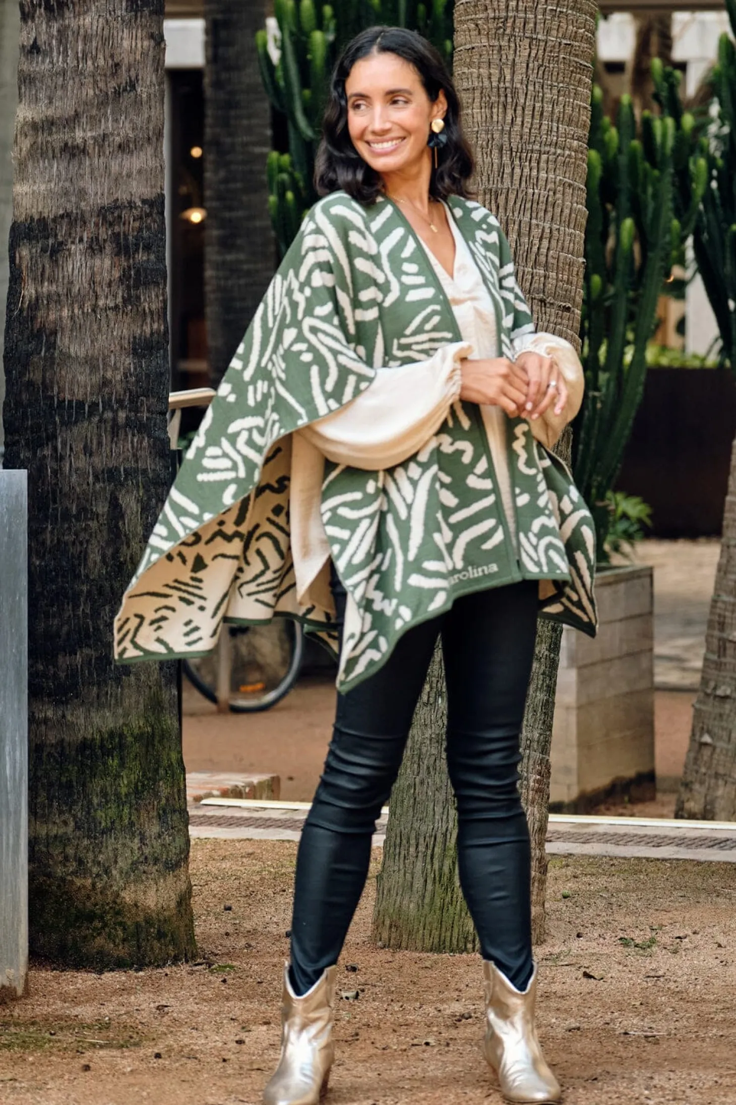 Store Carolina Hollie Wrap Ivory and Emerald
