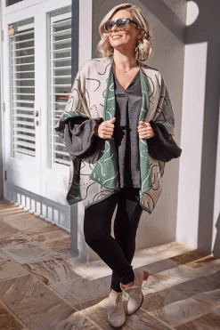Store Carolina Hollie Wrap Ivory and Emerald Swirls