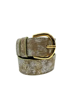 Sale Carolina Jeans Belt Metallic Blush Snake Print