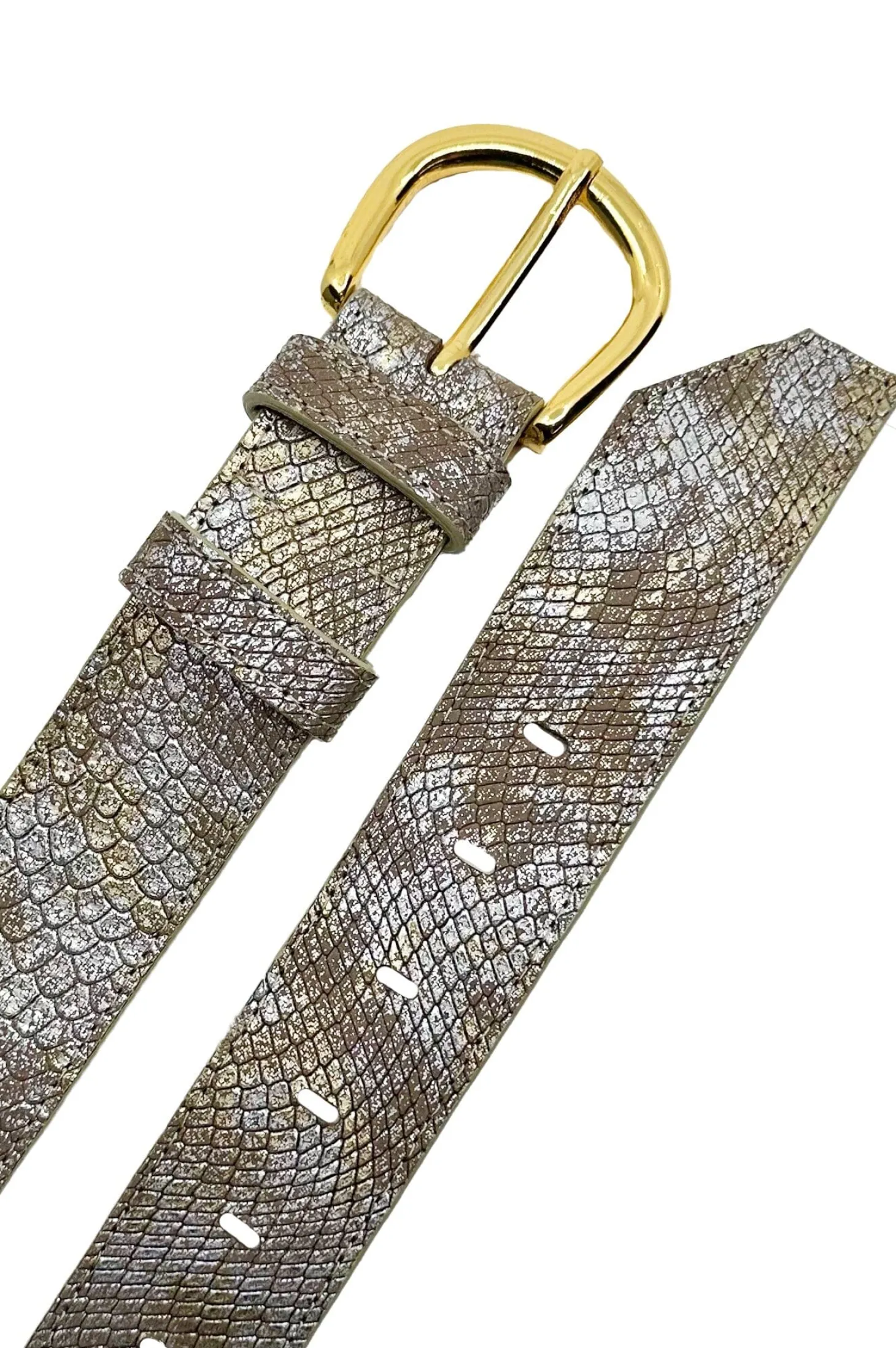 Sale Carolina Jeans Belt Metallic Blush Snake Print