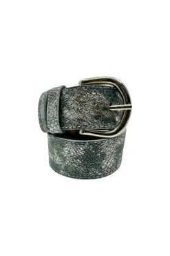 Hot Carolina Jeans Belt Metallic Grey Snake Print