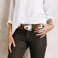 Best Carolina Jeans Belt Tan & White Cowhide