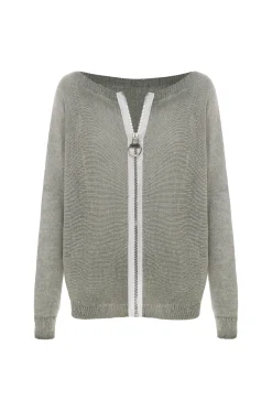 Cheap Carolina Kyle Zipped Cardigan Khaki Shimmer