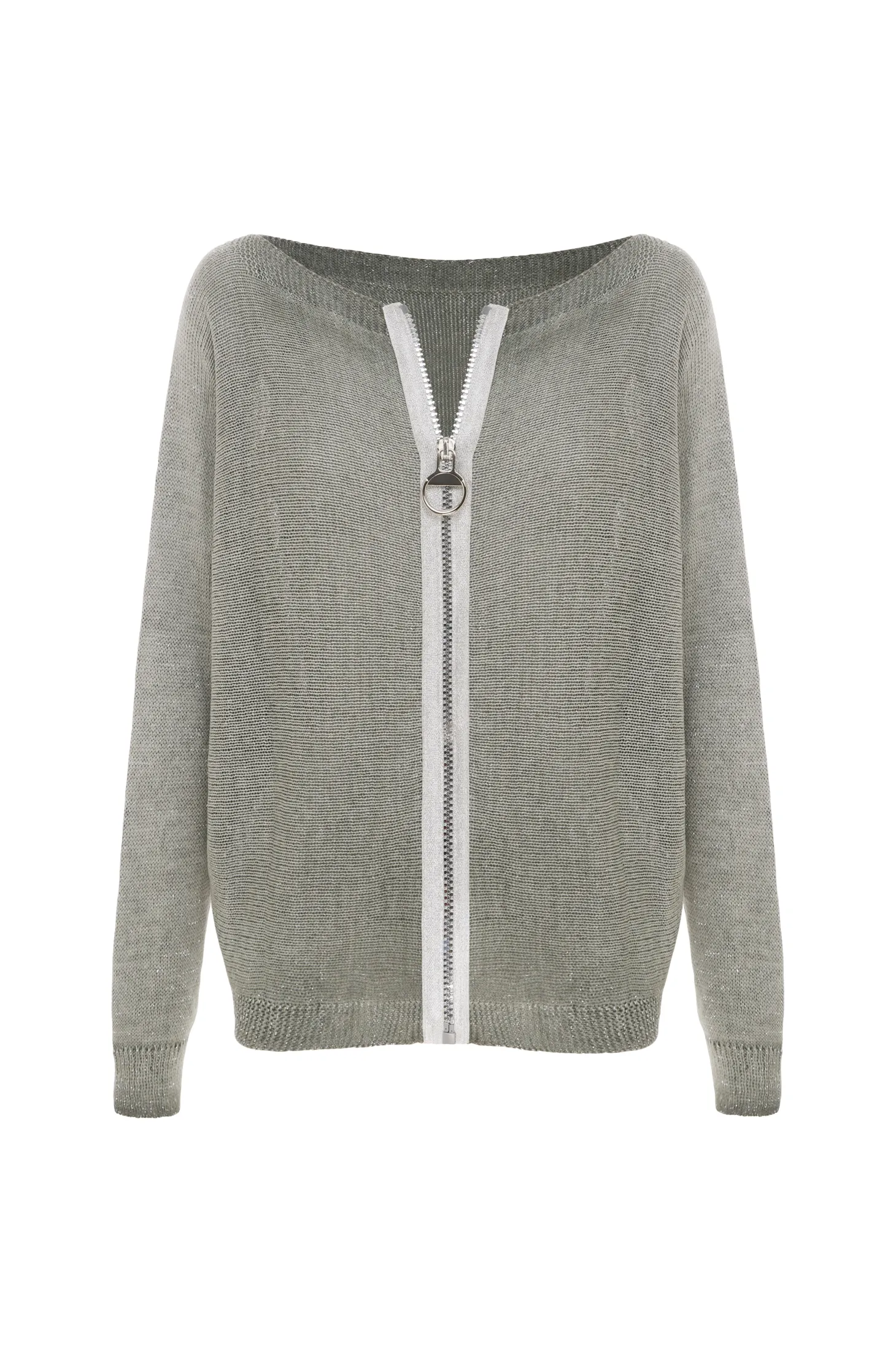 Cheap Carolina Kyle Zipped Cardigan Khaki Shimmer
