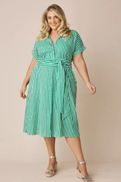 New Carolina Laura Striped Dress Emerald