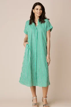 New Carolina Laura Striped Dress Emerald