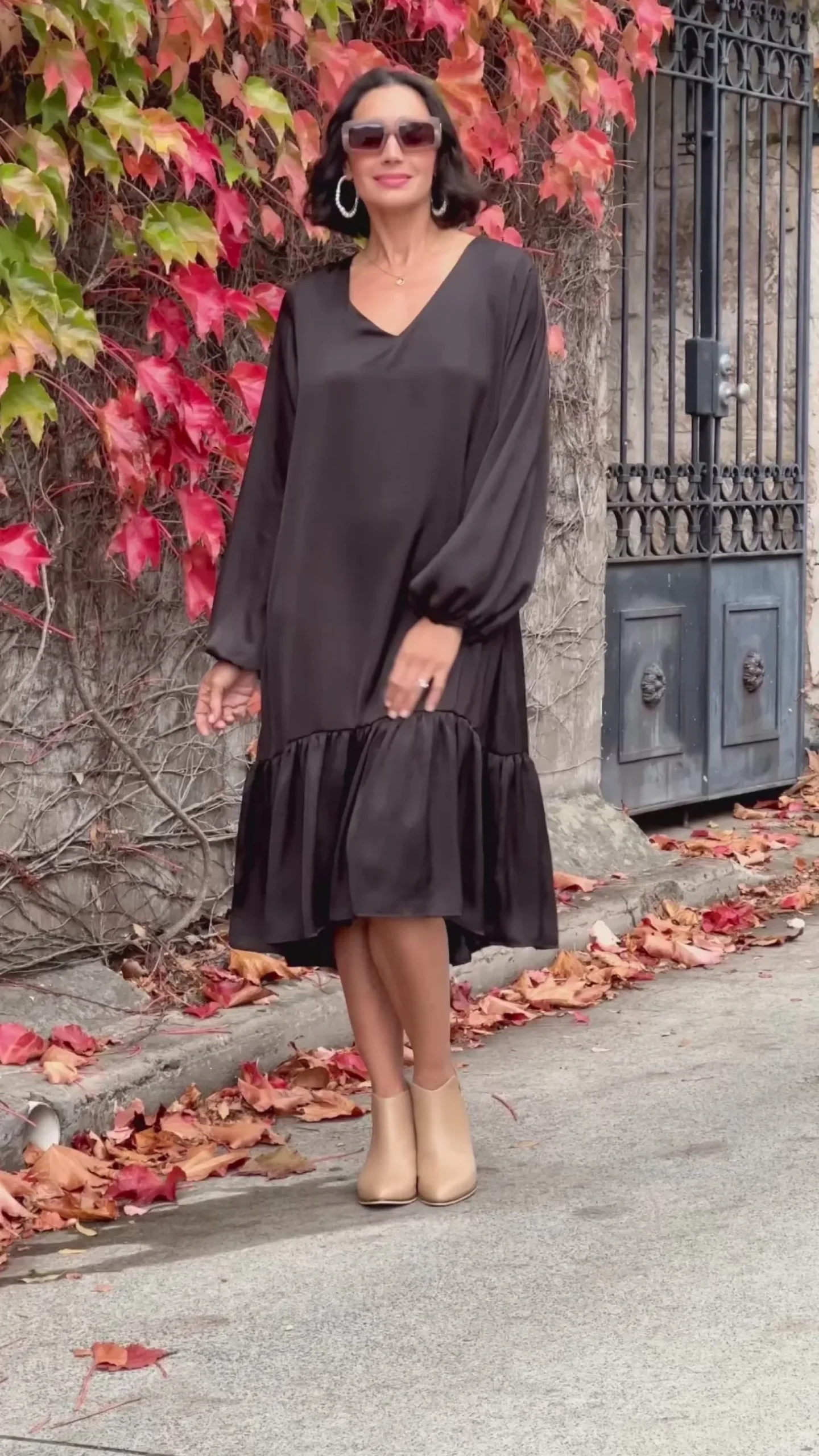 Outlet Carolina Laurel Long Sleeve Dress Black