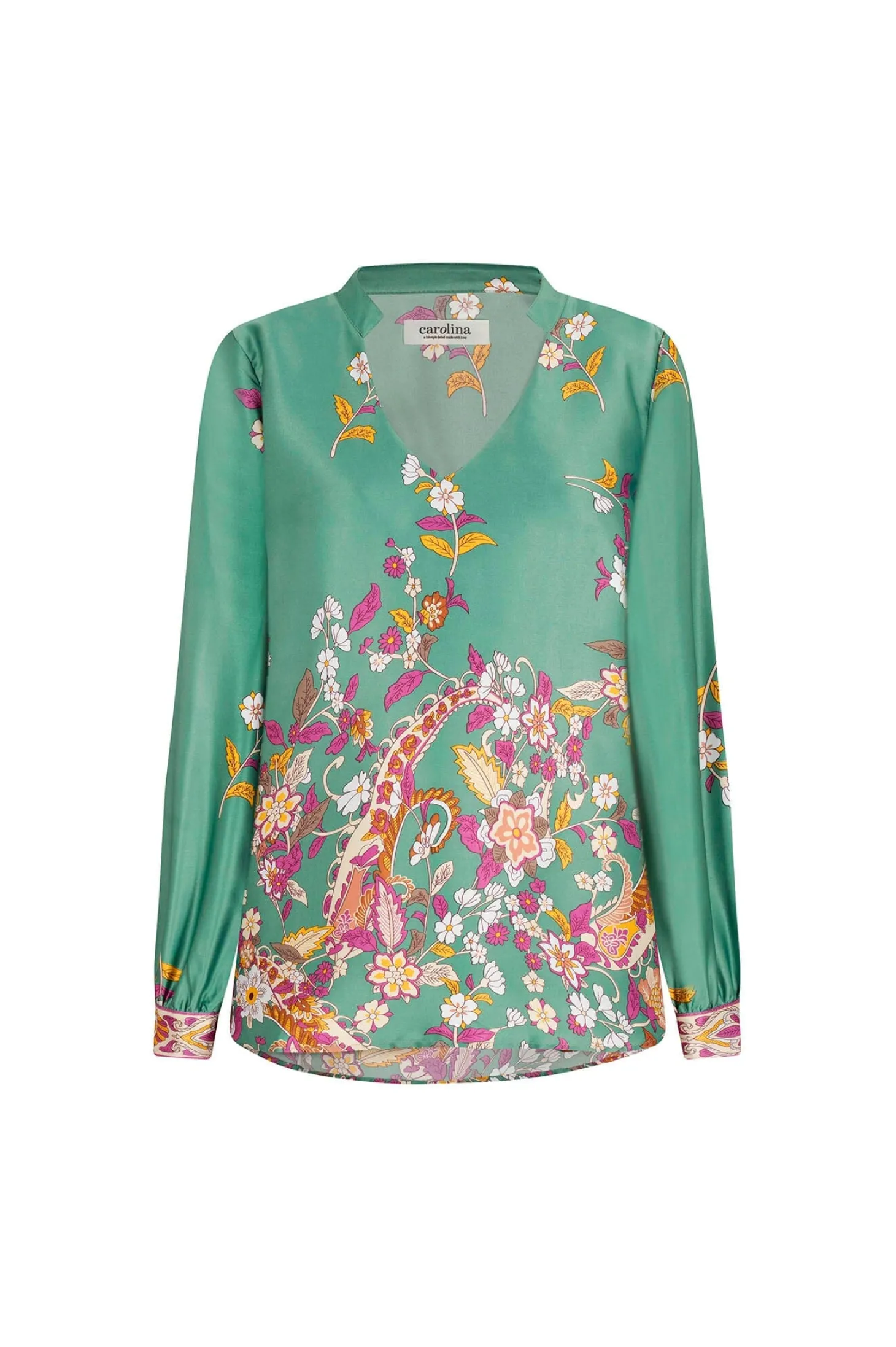 Cheap Carolina Laurie Print V-Neck Long Sleeve Top