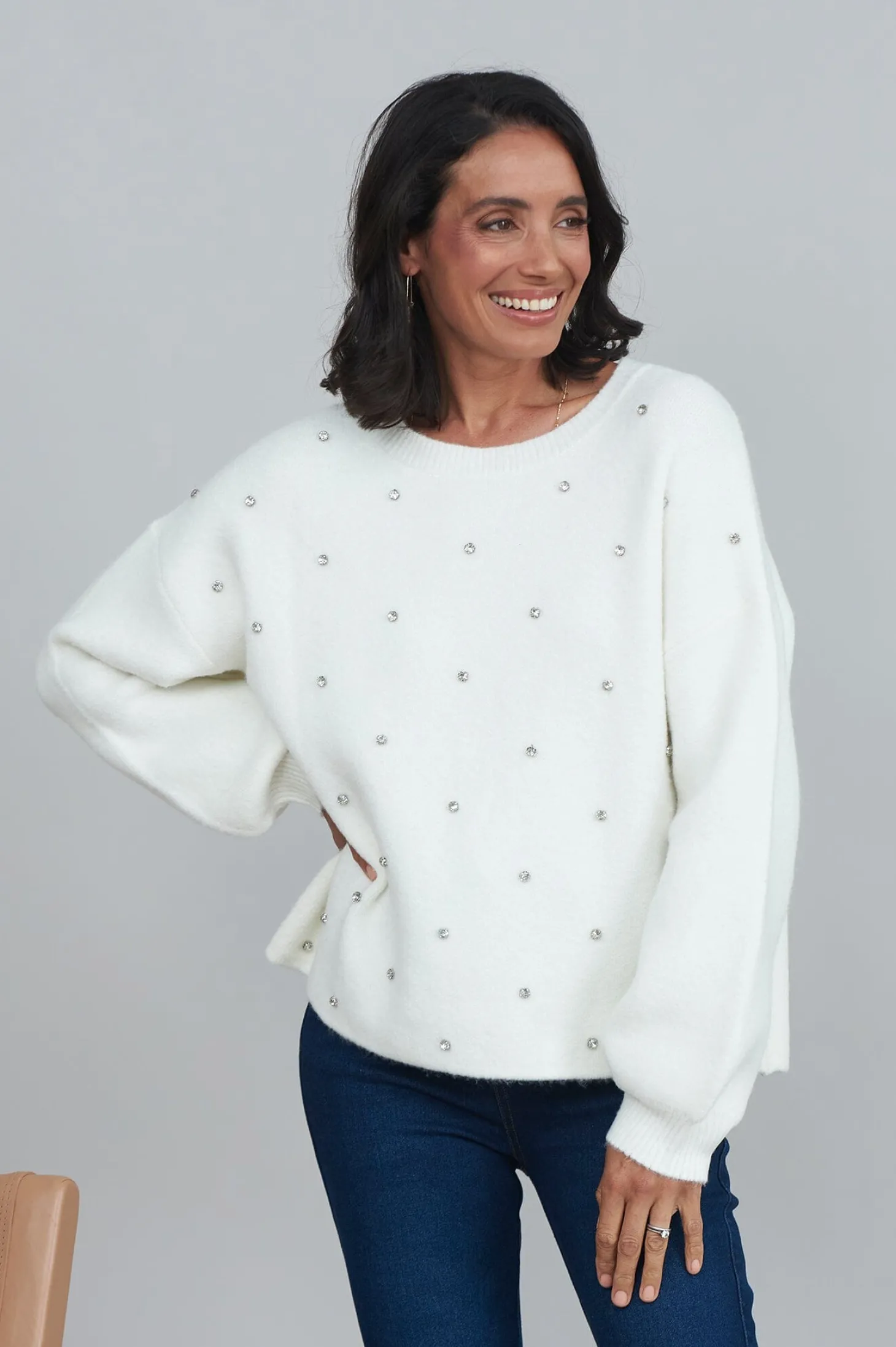 Cheap Carolina Lenya Diamante Jumper White