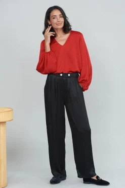 Best Sale Carolina Letitia Wide Leg Pants Black