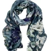 Hot Carolina Lissy Floral Modal Scarf Slate Blue