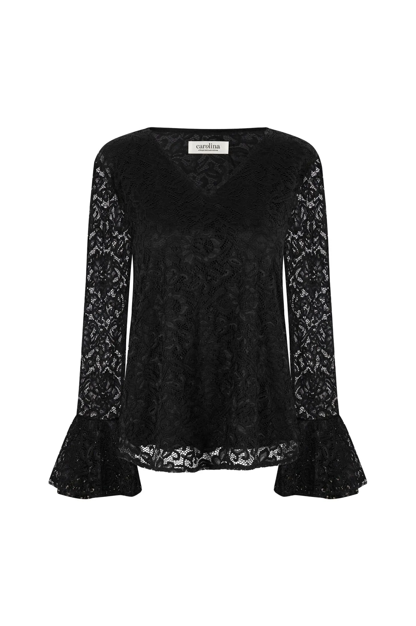 Best Sale Carolina Lorna Long Sleeve Lace Top Black