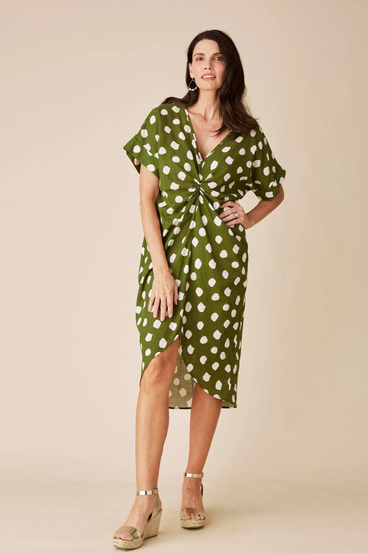 Fashion Carolina Louisa Dress Green Polka Dot