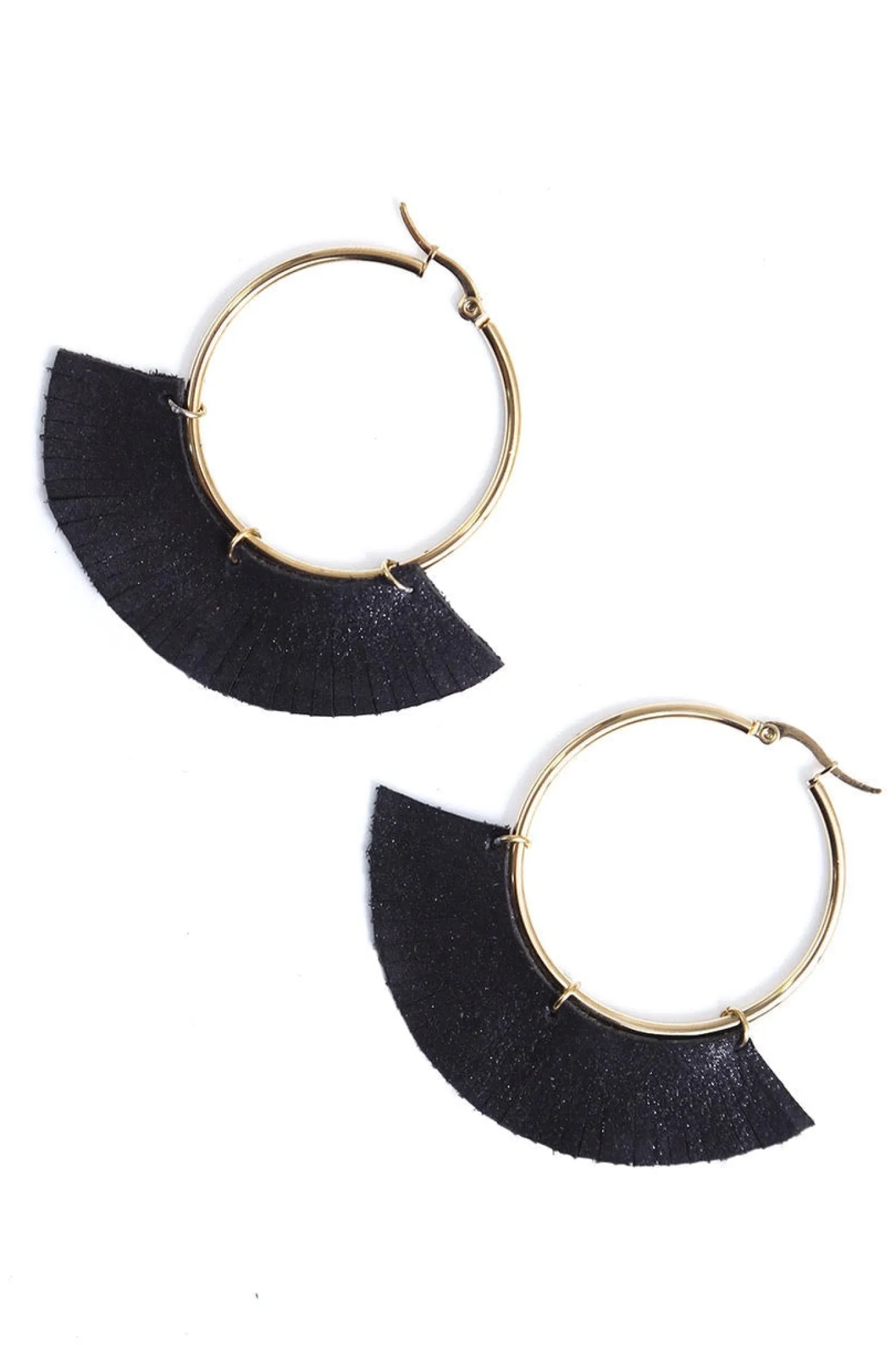 Store Carolina Luna Hoop Earrings Black Metallic