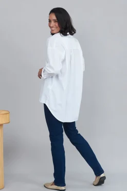 Sale Carolina Lynette Collared Long Sleeve Shirt White