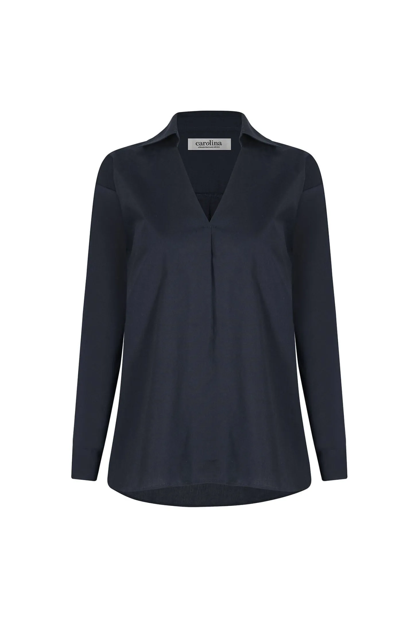 Hot Carolina Lynette Collared Long Sleeve Shirt Navy