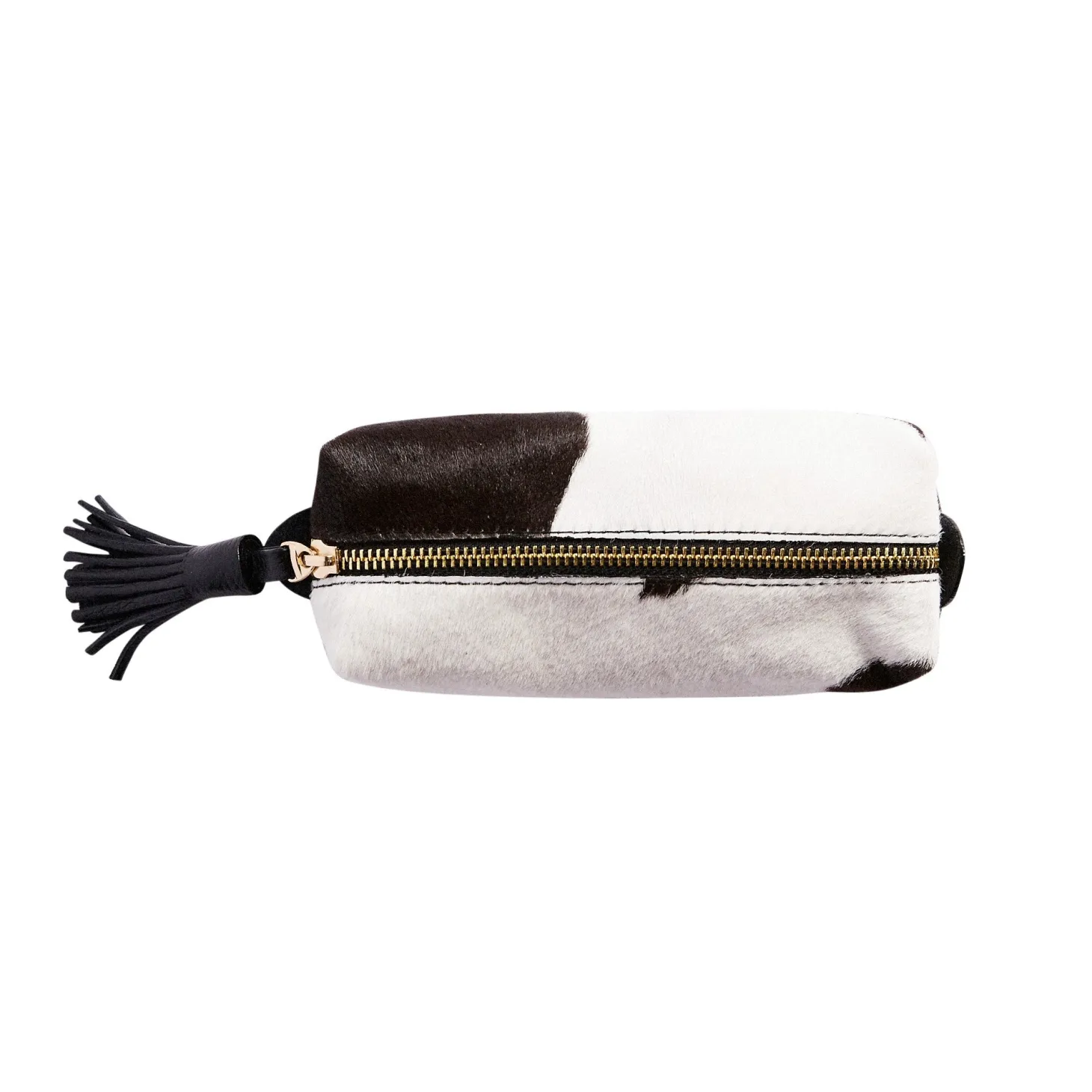 New Carolina Make up Bag Black and White Cowhide