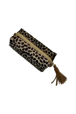 New Carolina Make up Bag Giraffe Tan Cowhide