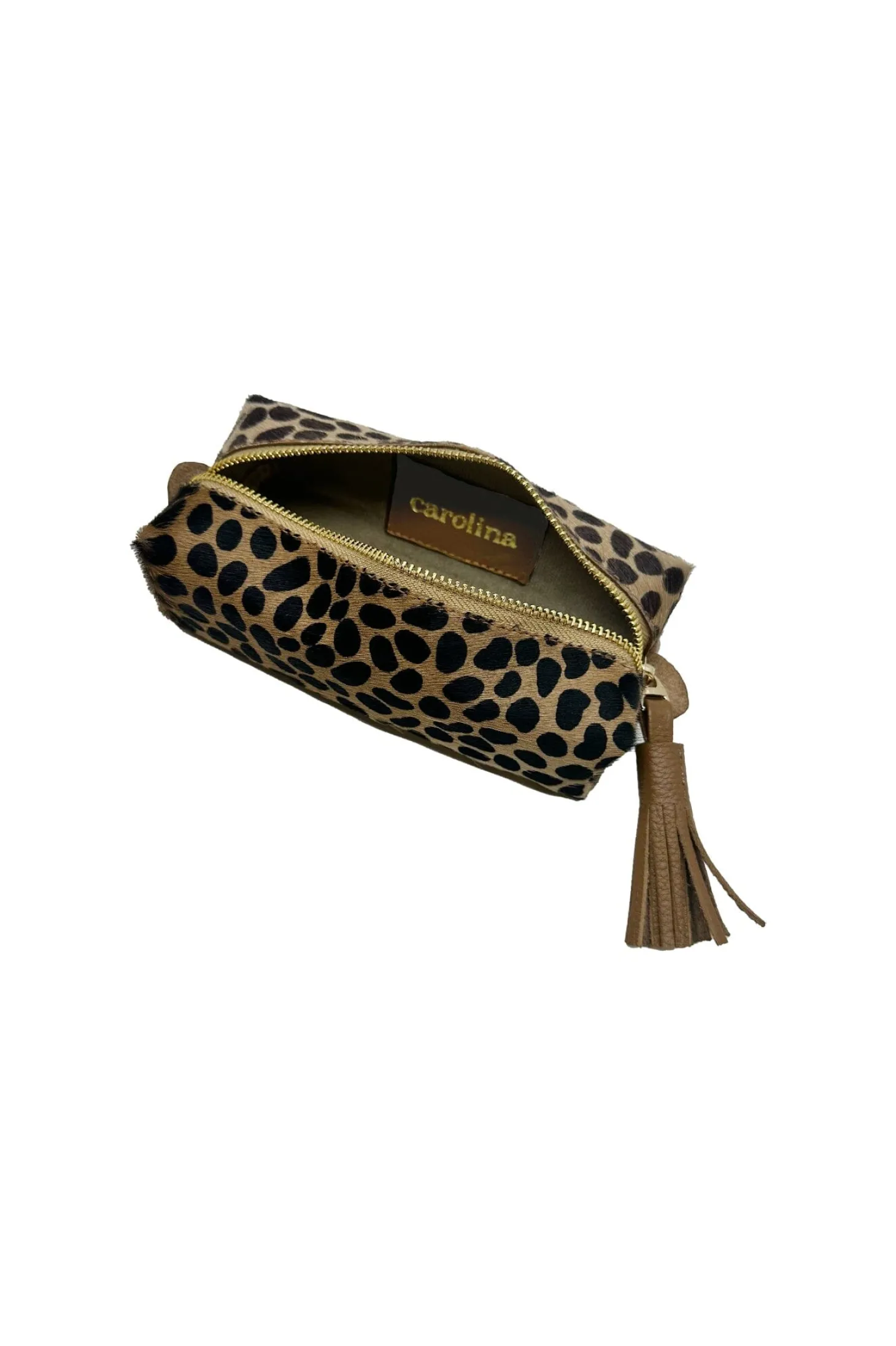 New Carolina Make up Bag Giraffe Tan Cowhide