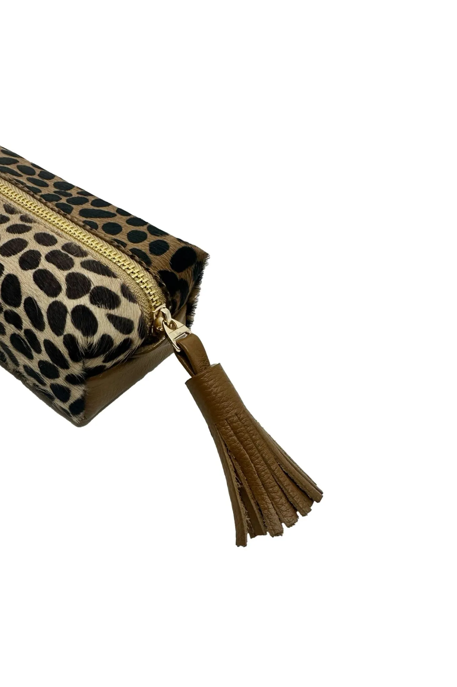 New Carolina Make up Bag Giraffe Tan Cowhide