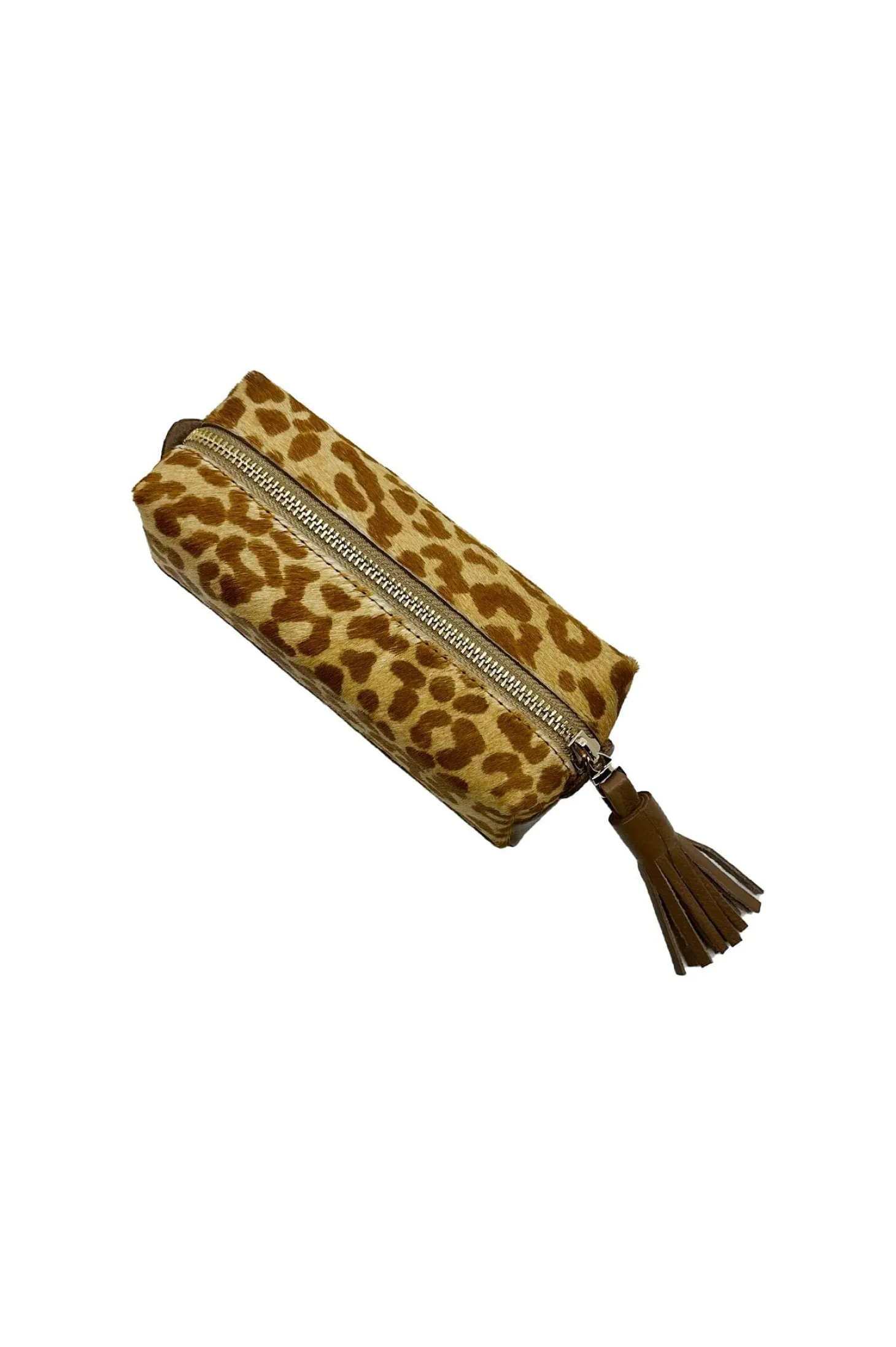 Flash Sale Carolina Make up Bag Tan Leopard Cowhide