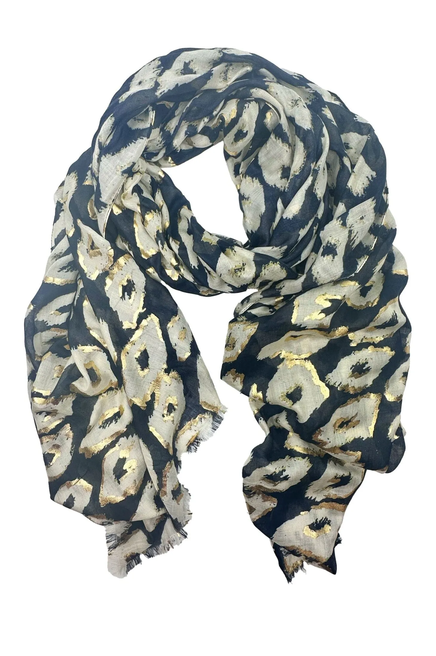 Discount Carolina Makena Modal Scarf Black with Gold