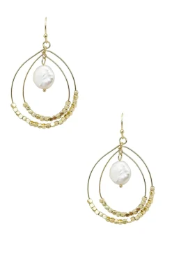 Clearance Carolina Melania Pearl Earrings Gold