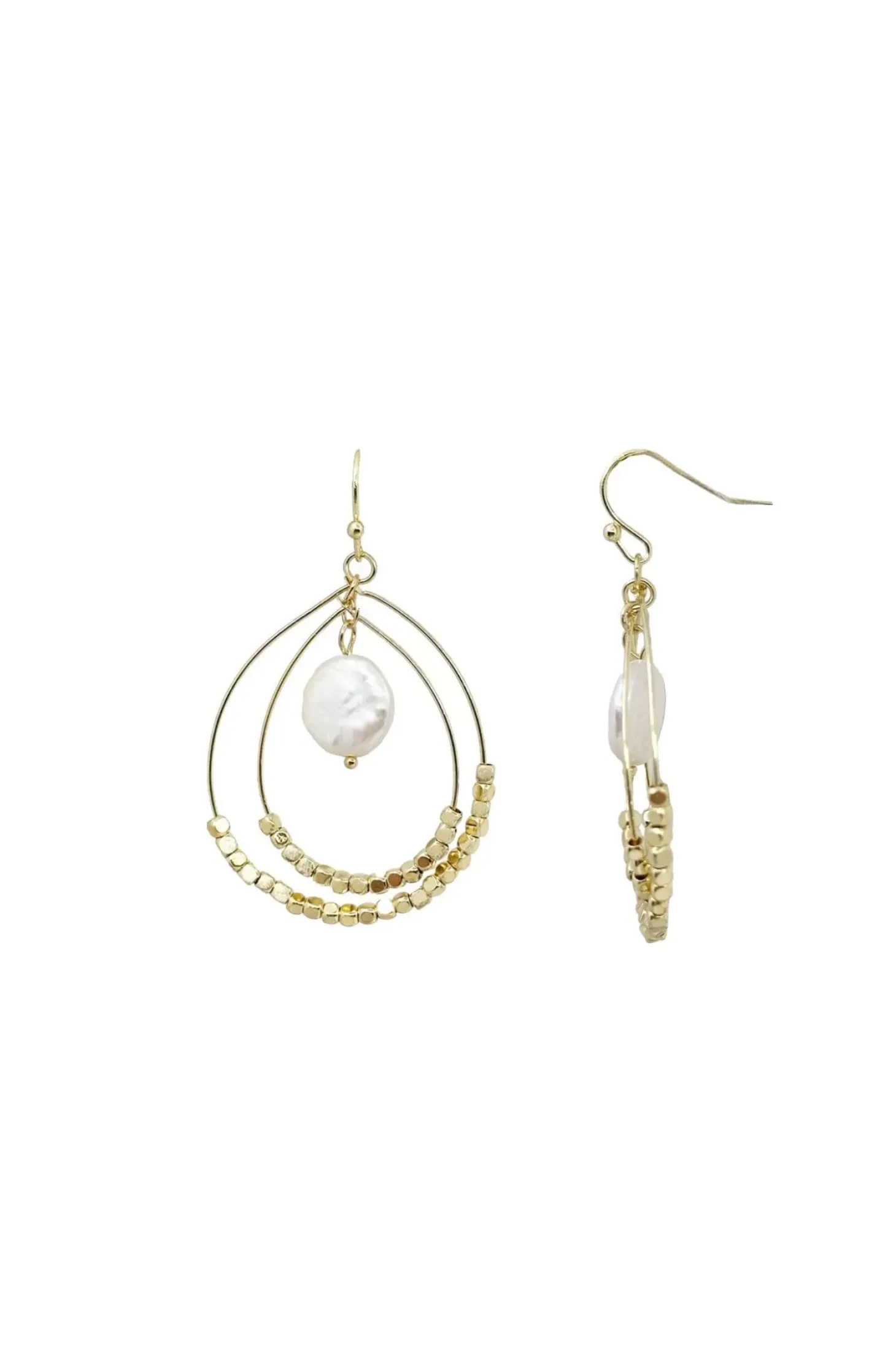 Clearance Carolina Melania Pearl Earrings Gold